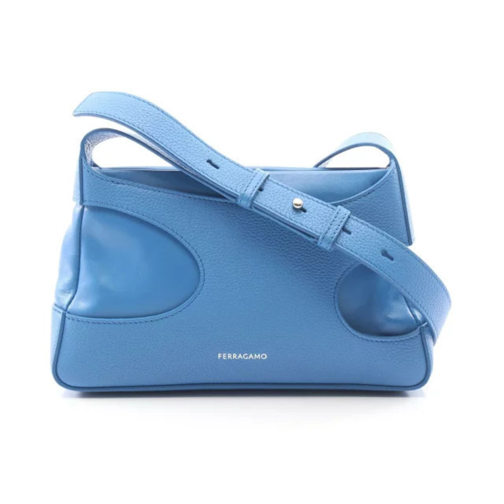 Salvatore Ferragamo Cutout Shoulder Bag Leather Blue